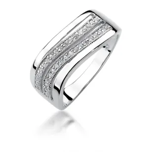 Złoty pierścionek z diamentem Białe złoto EW-416 0,18ct