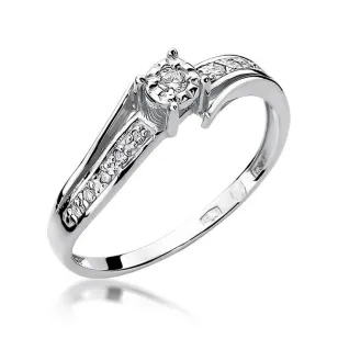 Złoty pierścionek z diamentem Białe złoto EW-269 0,10ct