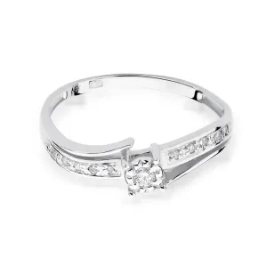 Złoty pierścionek z diamentem Białe złoto EW-269 0,10ct