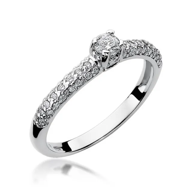 Złoty pierścionek z diamentem Białe złoto EW-200 0,36ct