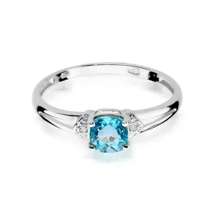 Złoty pierścionek z diamentem Białe złoto EW-39 topaz