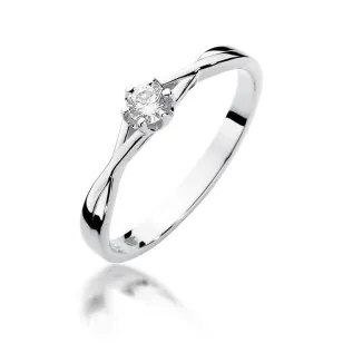 Złoty pierścionek z diamentem Białe złoto EW-340 0,12ct