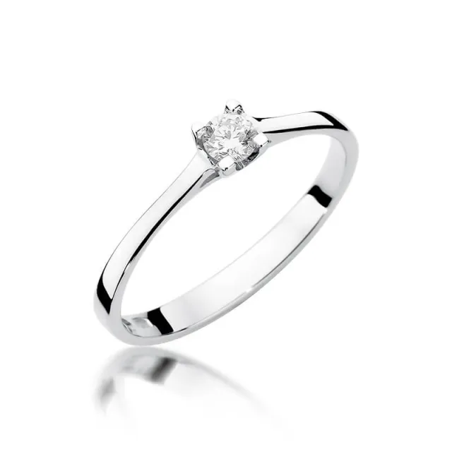 Złoty pierścionek z diamentem Białe złoto EW-336 0,15ct