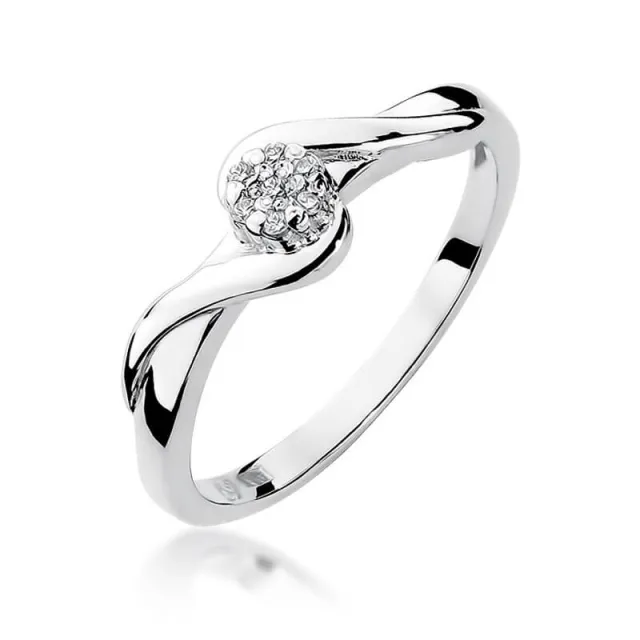 Złoty pierścionek z diamentem Białe złoto EW-22 0,04ct