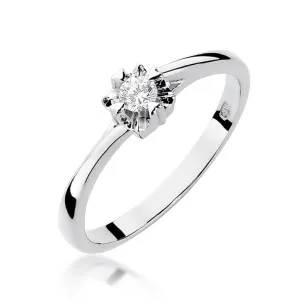 Złoty pierścionek z diamentem Białe złoto EW-318 0,10ct