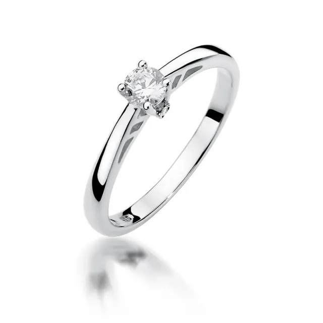 Złoty pierścionek z diamentem Białe złoto EW-394 0,24ct