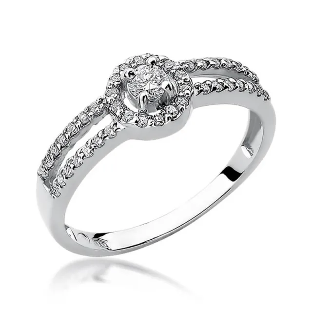 Złoty pierścionek z diamentem Białe złoto EW-272 0,31ct