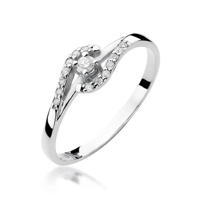 Złoty pierścionek z diamentem Białe złoto EW-237 0,11ct