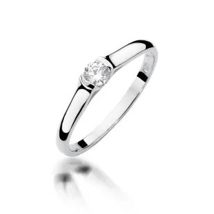 Złoty pierścionek z diamentem Białe złoto EW-369 0,15ct