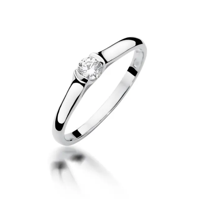 Złoty pierścionek z diamentem Białe złoto EW-369 0,15ct