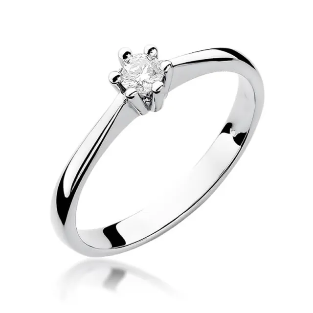 Złoty pierścionek z diamentem Białe złoto EW-256 0,15ct