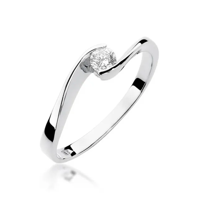 Złoty pierścionek z diamentem Białe złoto EW-160 0,13ct