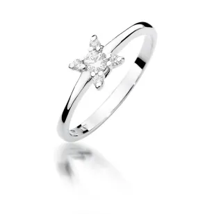 Złoty pierścionek z diamentem Białe złoto EW-376 0,19ct