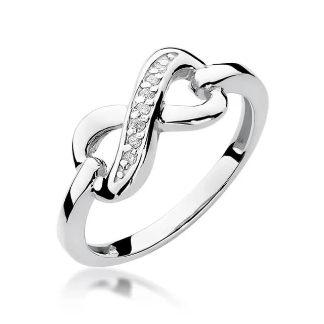 Złoty pierścionek z diamentem Białe złoto EW-285 0,04ct
